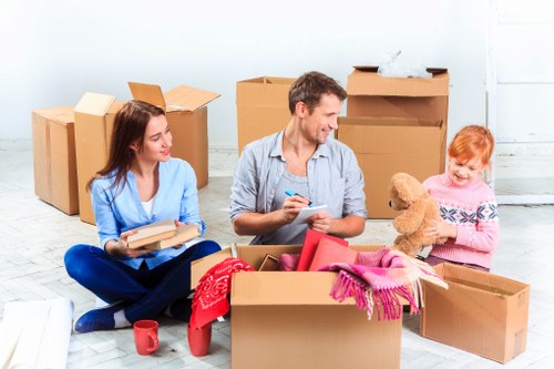 Packed household boxes and furniture ready for a Crystal Palace house move