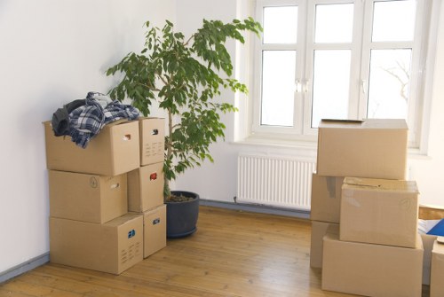 Packed boxes and furniture prepared for house removals in Crystal Palace