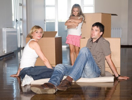 Packed boxes and furniture ready for a house move in Crystal Palace